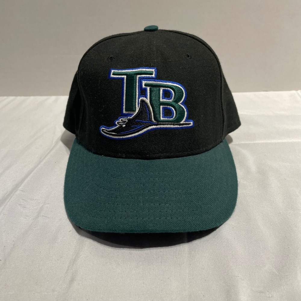 New Era 59FIFTY Tampa Bay Devil Rays Fitted Hat 7 Black Green MLB Authentic Cap